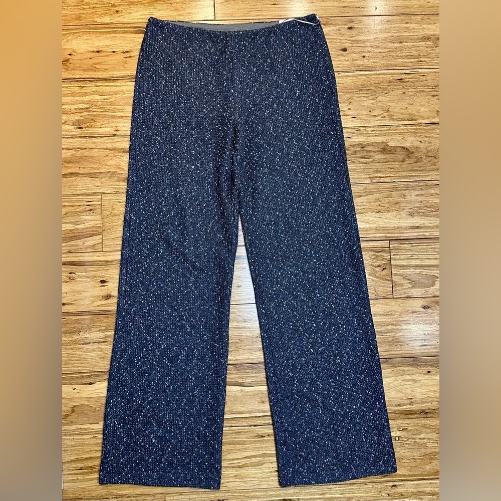 J.Mclaughlin Women’s Carter Navy Sequin High Waist Wide Leg Pants Size 10L